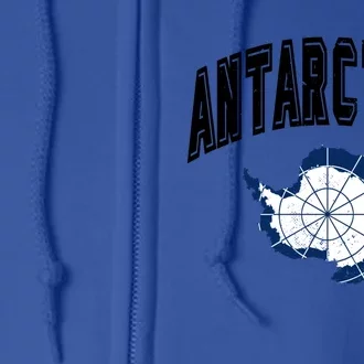 Retro Antarctica Athletic Map And Flag Gift Full Zip Hoodie