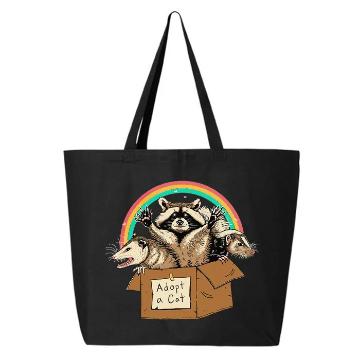 Retro Adopt A Cat Forbidden Cats Raccoon Opossum 25L Jumbo Tote