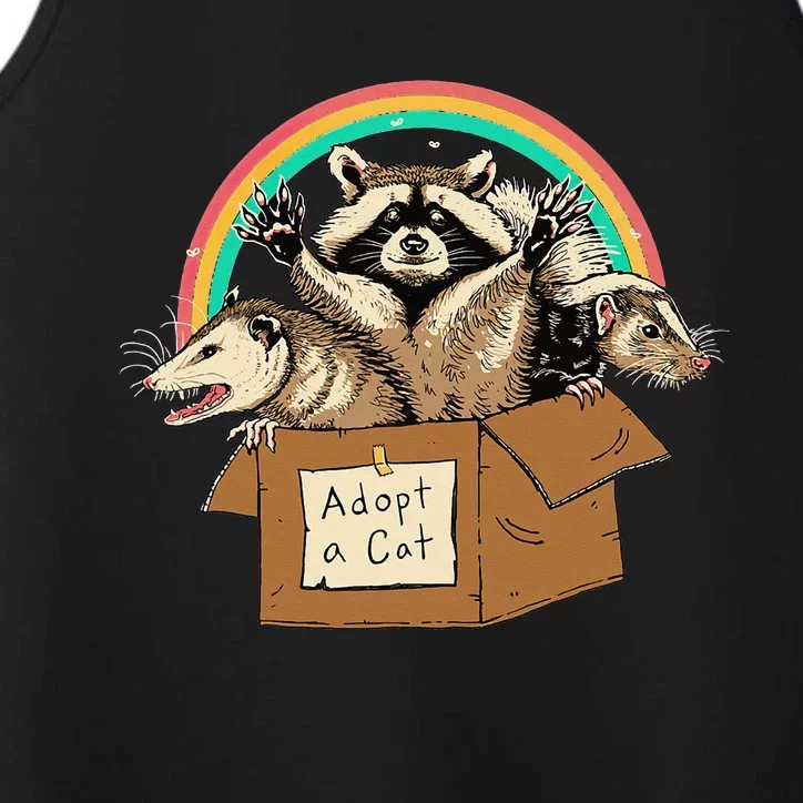 Retro Adopt A Cat Forbidden Cats Raccoon Opossum Performance Tank