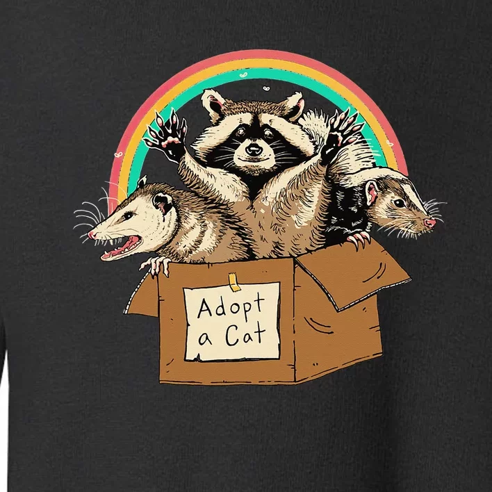 Retro Adopt A Cat Forbidden Cats Raccoon Opossum Toddler Sweatshirt