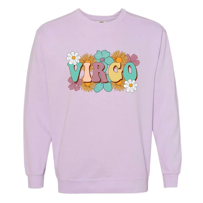 Retro Astrology August September Birthday Zodiac Sign Virgo Great Gift Garment-Dyed Sweatshirt