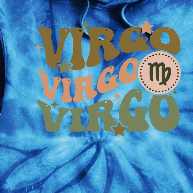 Retro Astrology August September Birthday Zodiac Sign Virgo Funny Gift Tie Dye Hoodie