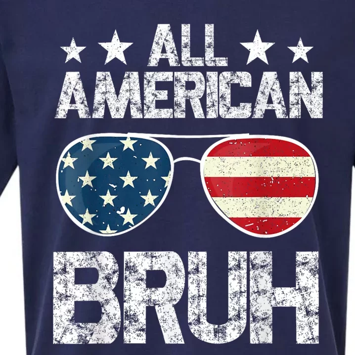 Retro All American Bruh For 4th Of July Sueded Cloud Jersey T-Shirt