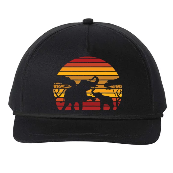 Retro Africa Animal Zoo Keeper Gift Safari Sunset Elephant Snapback Five-Panel Rope Hat