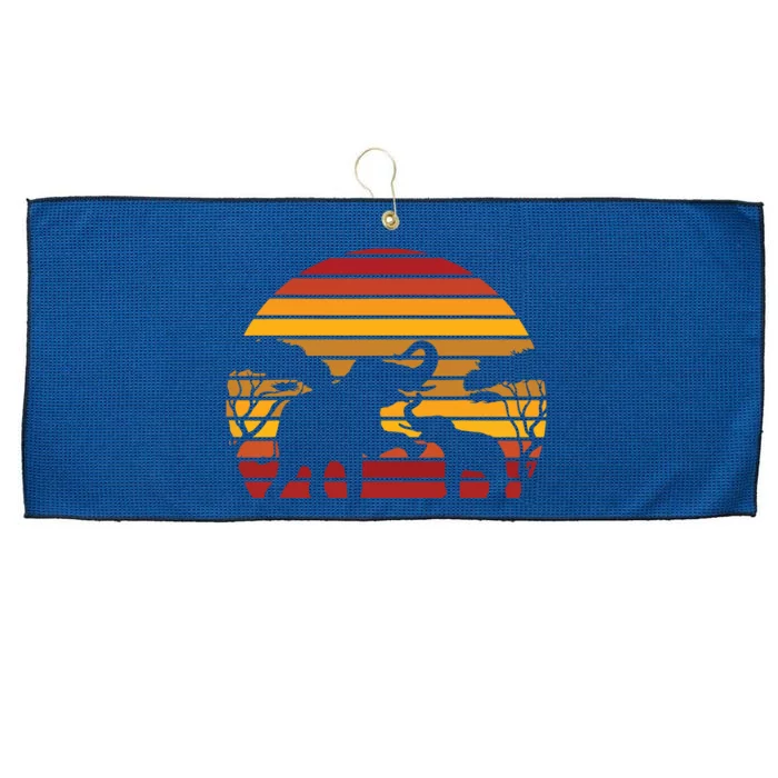 Retro Africa Animal Zoo Keeper Gift Safari Sunset Elephant Large Microfiber Waffle Golf Towel