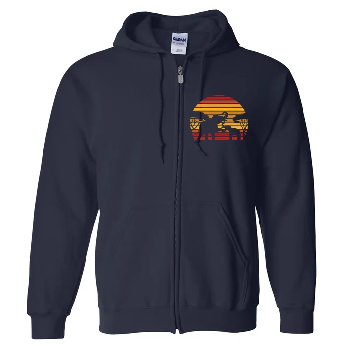 Retro Africa Animal Zoo Keeper Gift Safari Sunset Elephant Full Zip Hoodie