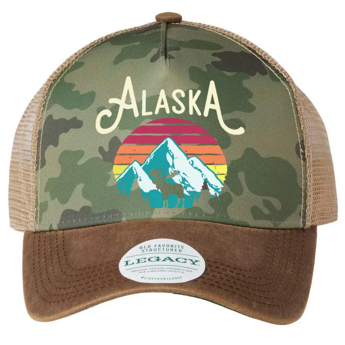 Retro Alaska Ak Juneau Mountains Wildlife Moose Legacy Tie Dye Trucker Hat