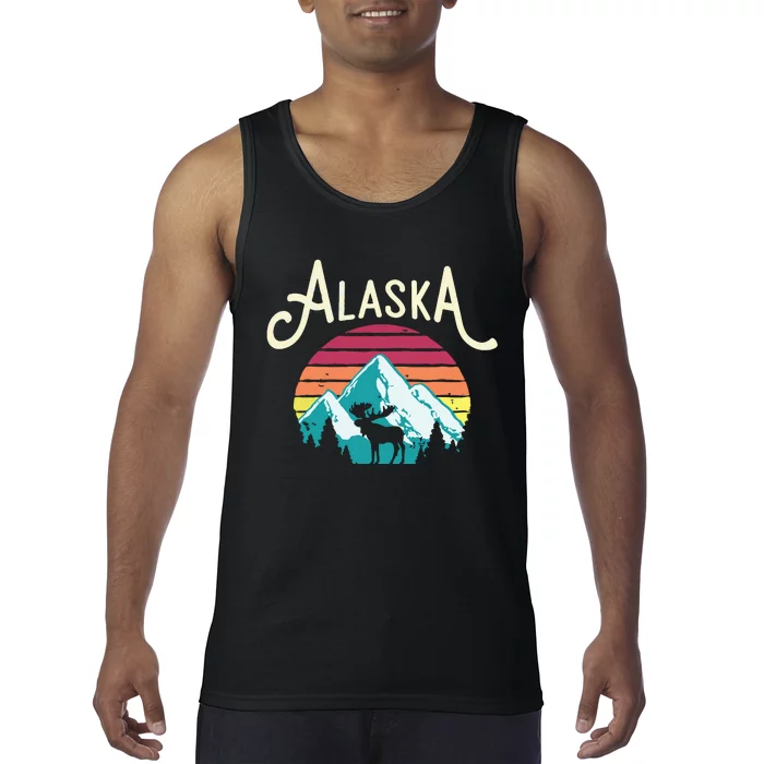 Retro Alaska Ak Juneau Mountains Wildlife Moose Tank Top