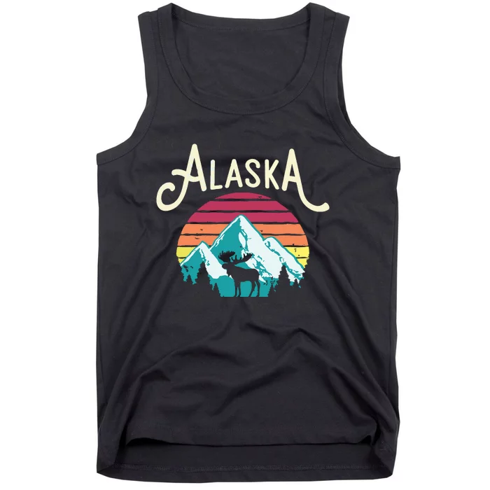 Retro Alaska Ak Juneau Mountains Wildlife Moose Tank Top