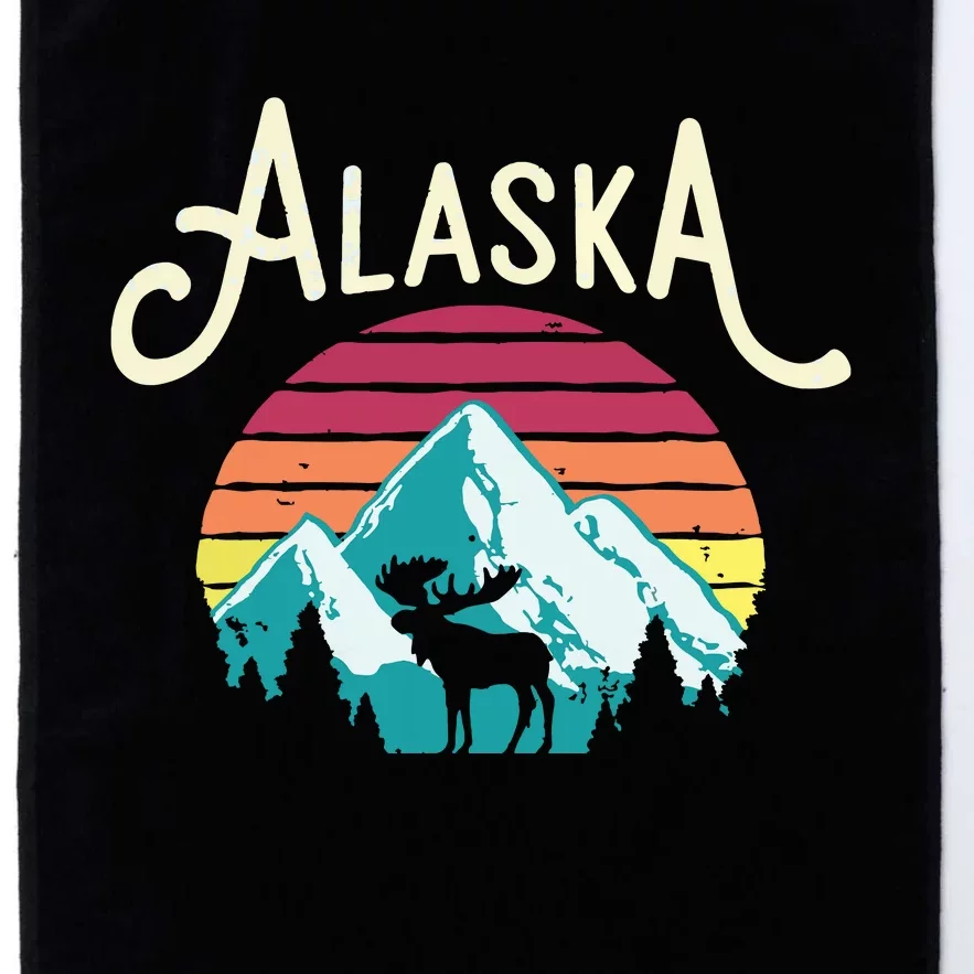 Retro Alaska Ak Juneau Mountains Wildlife Moose Platinum Collection Golf Towel