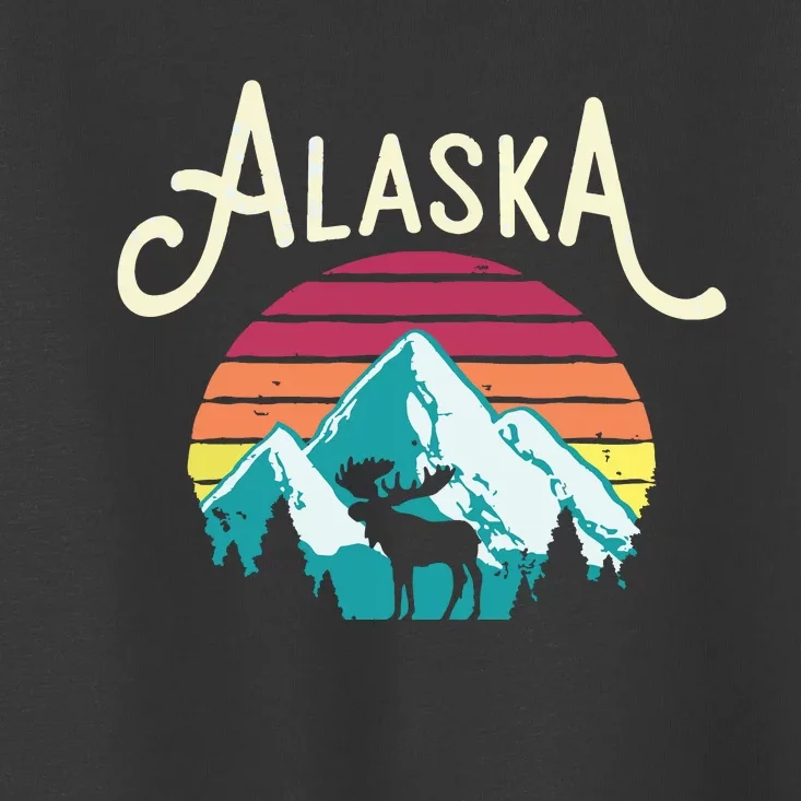 Retro Alaska Ak Juneau Mountains Wildlife Moose Toddler T-Shirt