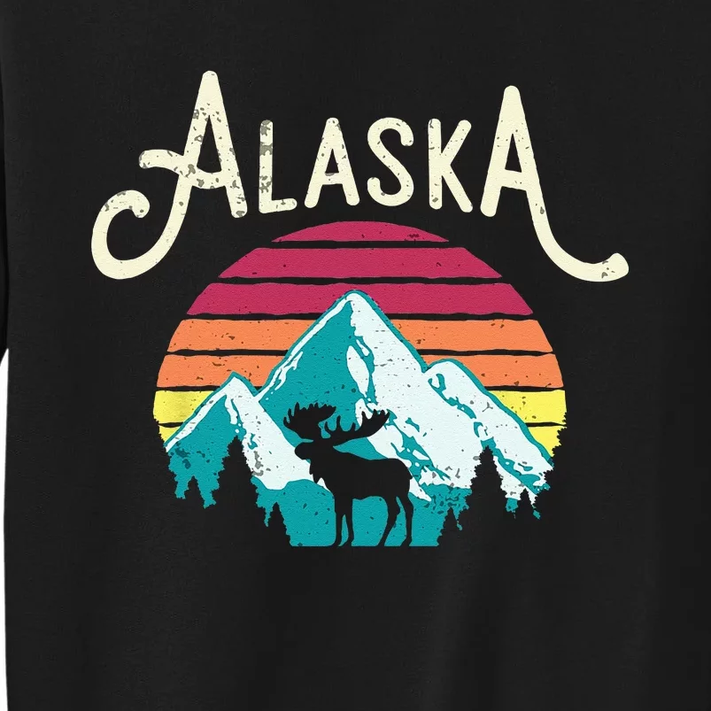 Retro Alaska AK Juneau Mountains Wildlife Moose Sweatshirt