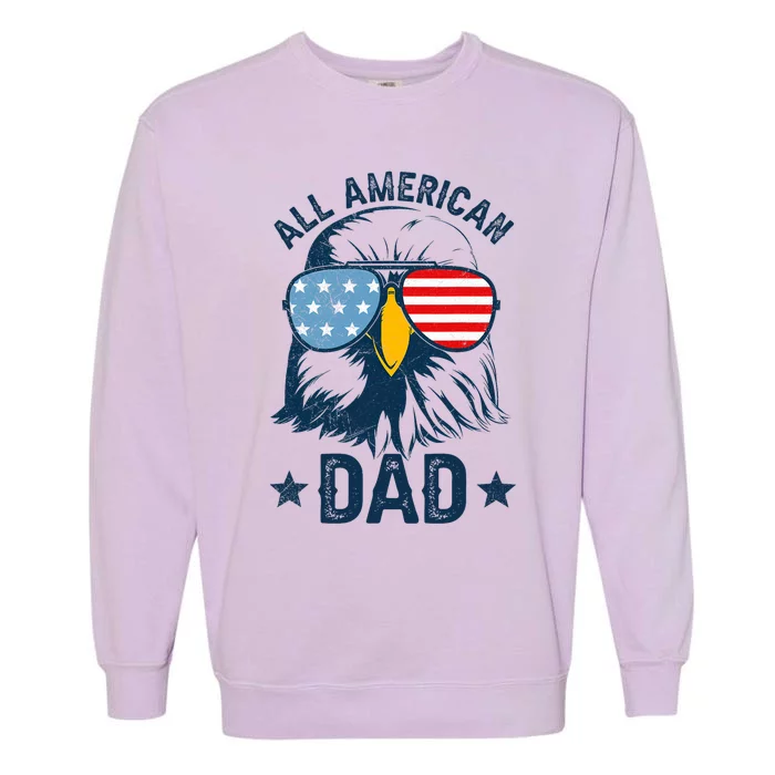 Retro All American Dad 4th Of July Garment-Dyed Sweatshirt