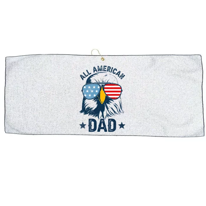 Retro All American Dad 4th Of July Large Microfiber Waffle Golf Towel