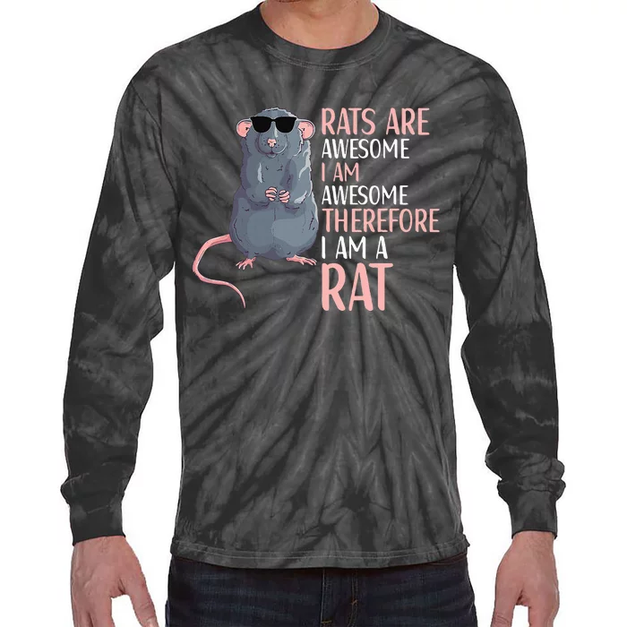 Rats Are Awesome Funny Rat Lover Tie-Dye Long Sleeve Shirt