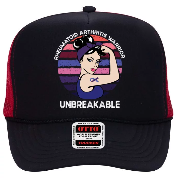 Rheumatoid Arthritis Awareness Warrior Unbreakable Gift High Crown Mesh Trucker Hat