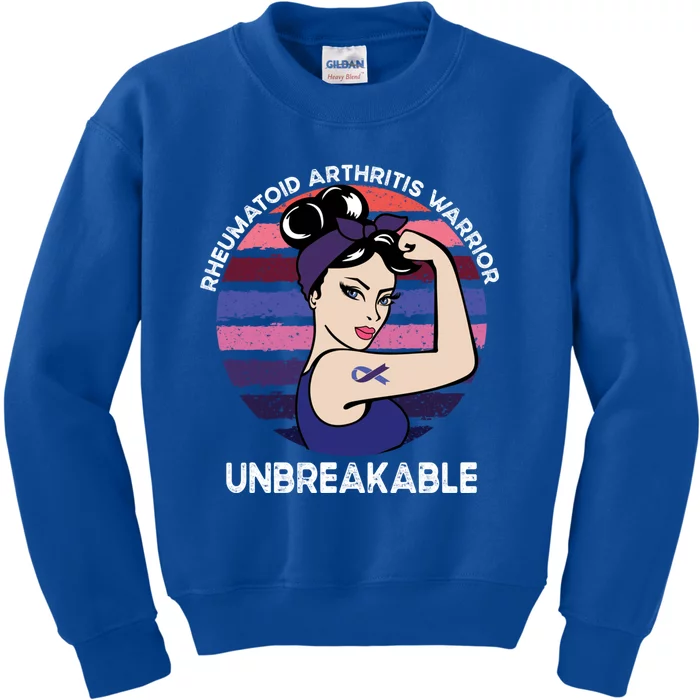 Rheumatoid Arthritis Awareness Warrior Unbreakable Gift Kids Sweatshirt