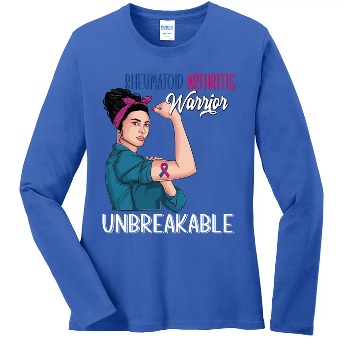 Rheumatoid Arthritis Awareness Warrior Unbreakable Gift Ladies Long Sleeve Shirt