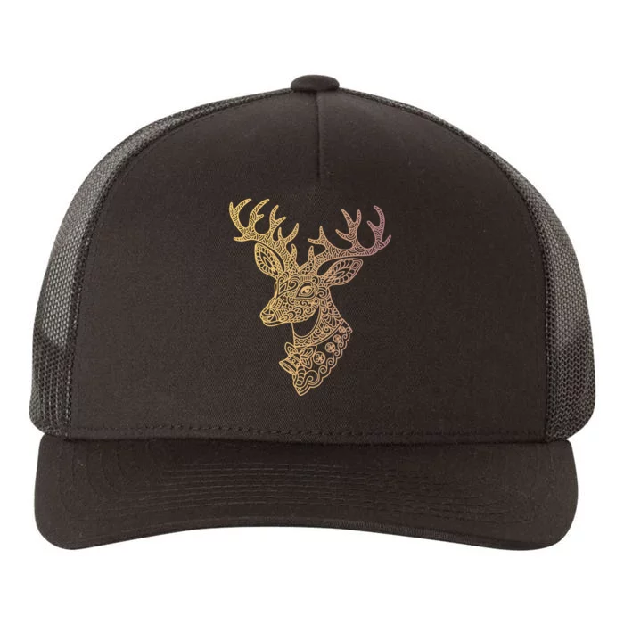 Reindeer Abstract Art Holiday Yupoong Adult 5-Panel Trucker Hat