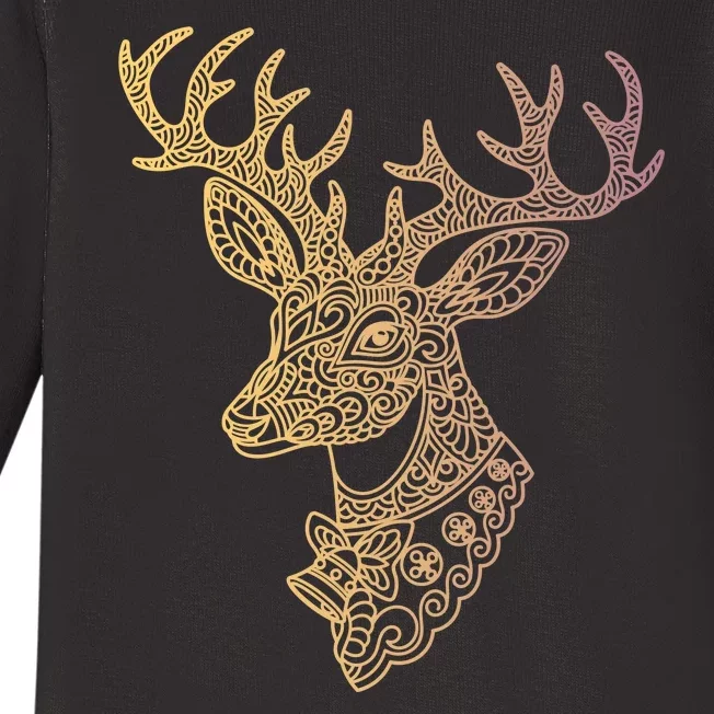 Reindeer Abstract Art Holiday Baby Long Sleeve Bodysuit