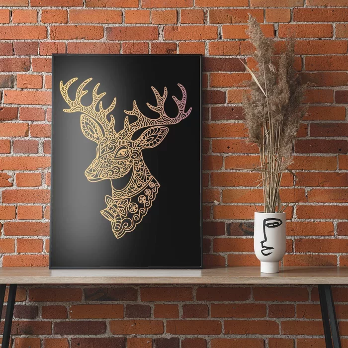 Reindeer Abstract Art Holiday Poster