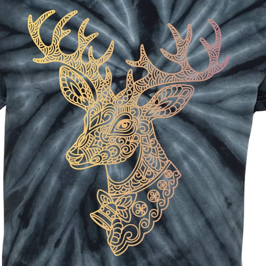 Reindeer Abstract Art Holiday Kids Tie-Dye T-Shirt