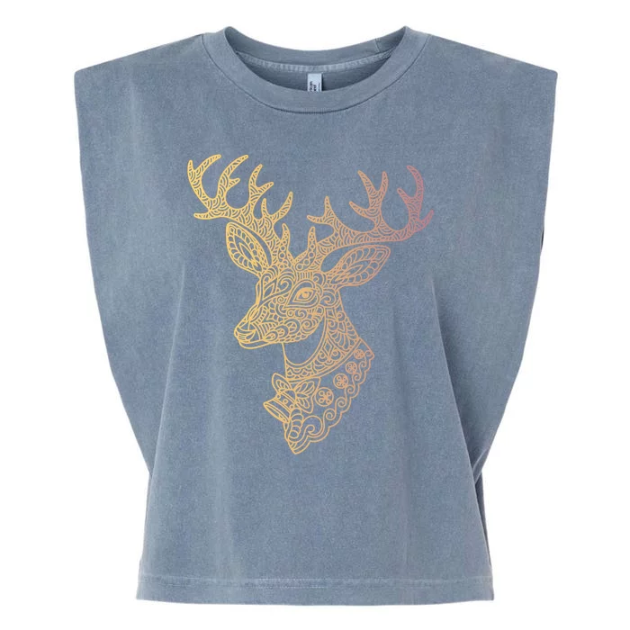 Reindeer Abstract Art Holiday Garment-Dyed Women's Muscle Tee