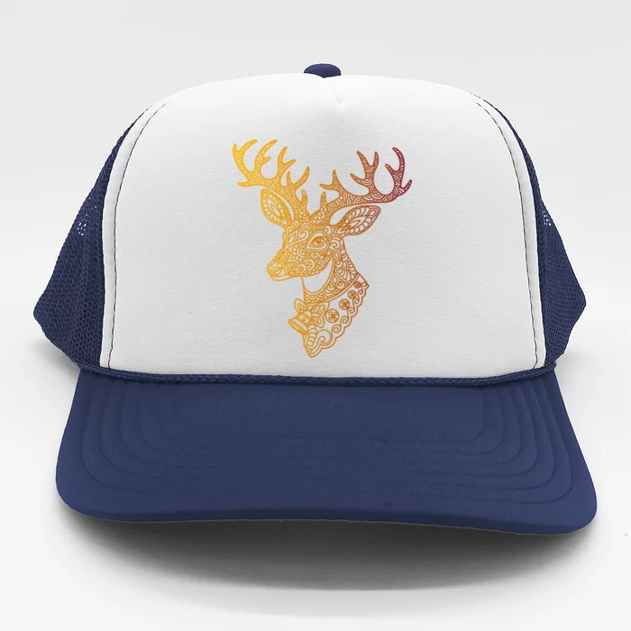 Reindeer Abstract Art Holiday Trucker Hat