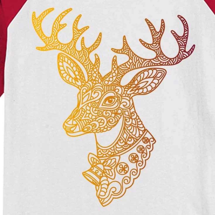 Reindeer Abstract Art Holiday Kids Colorblock Raglan Jersey