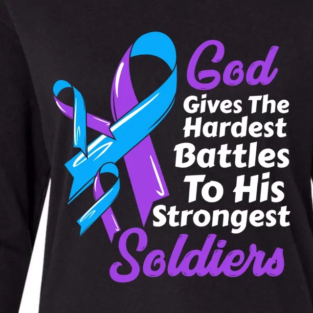 Rheumatoid Arthritis Awareness Ribbon God Strongest Soldiers Funny Gift Womens Cotton Relaxed Long Sleeve T-Shirt