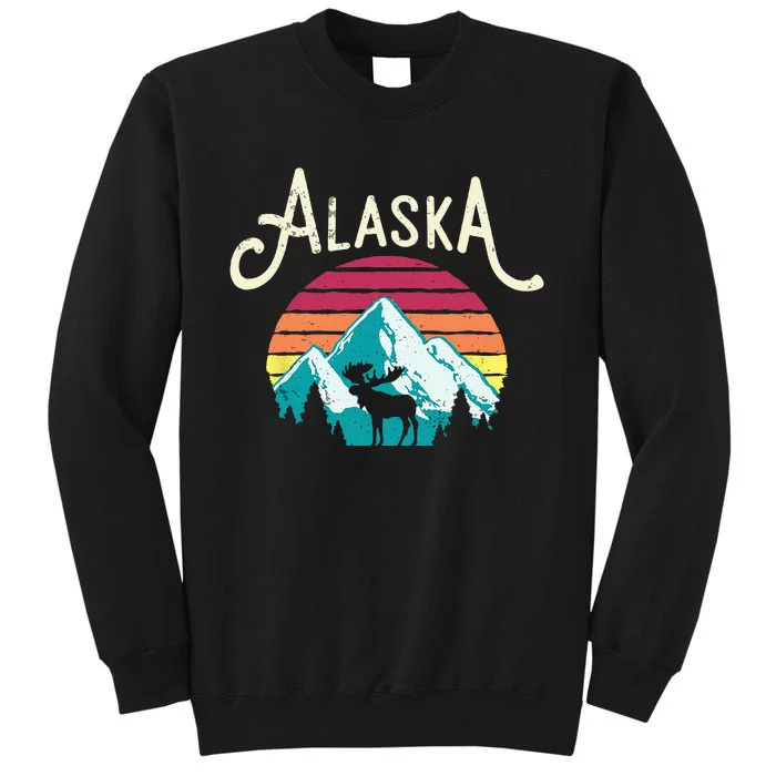 Retro Alaska AK Juneau Mountains Wildlife Moose Sweatshirt