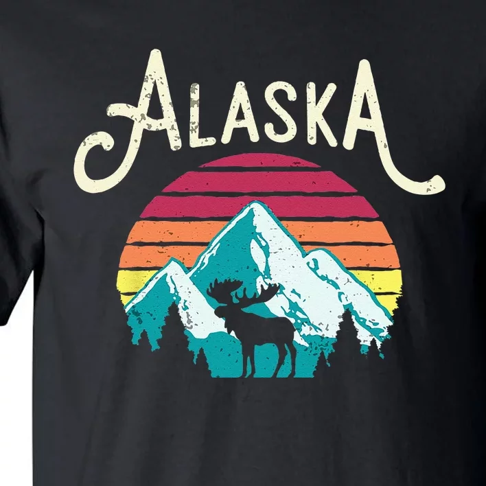 Retro Alaska AK Juneau Mountains Wildlife Moose Tall T-Shirt