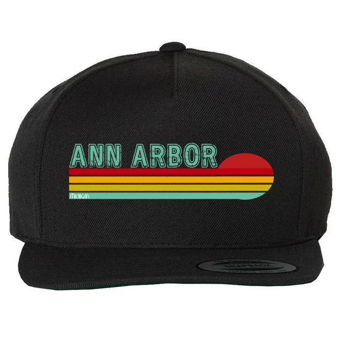 Retro Ann Arbor Michigan Wool Snapback Cap