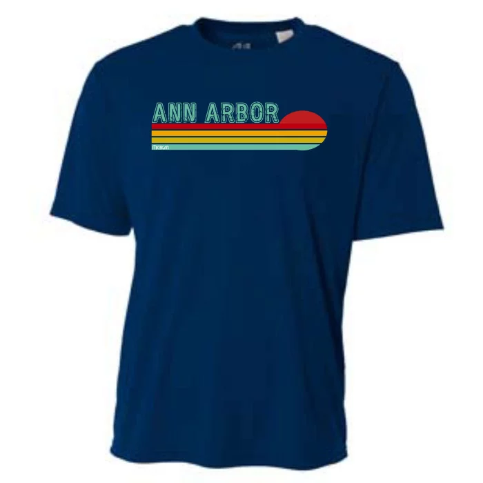 Retro Ann Arbor Michigan Cooling Performance Crew T-Shirt