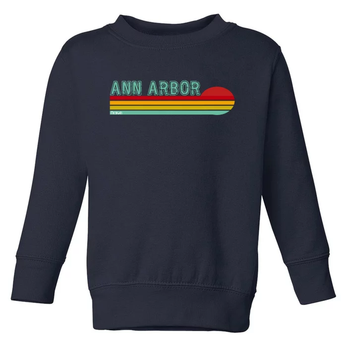 Retro Ann Arbor Michigan Toddler Sweatshirt