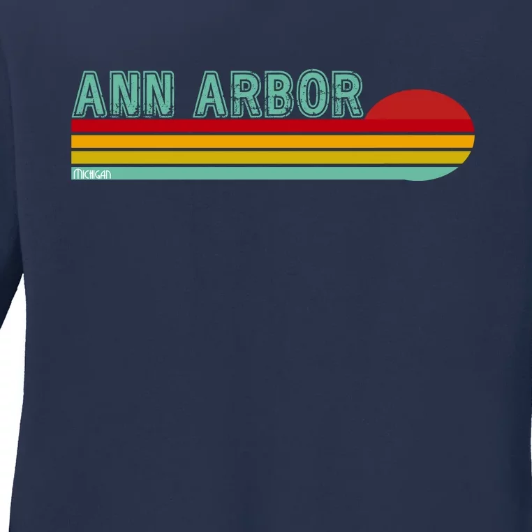 Retro Ann Arbor Michigan Ladies Long Sleeve Shirt