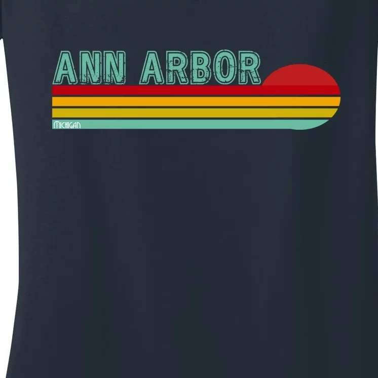 Retro Ann Arbor Michigan Women's V-Neck T-Shirt