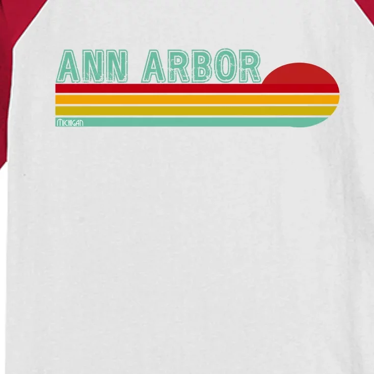 Retro Ann Arbor Michigan Kids Colorblock Raglan Jersey