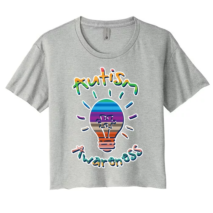 Raising Autism Awareness Acceptance Month Support Autistic Cool Gift Women's Crop Top Tee