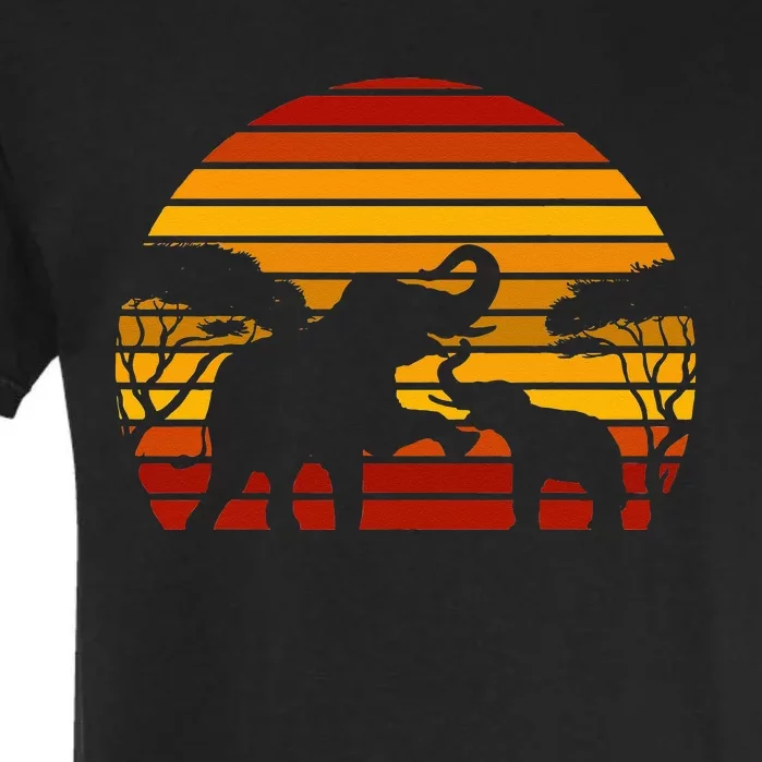 Retro Africa Animal Zoo Keeper Gift Safari Sunset Elephant Garment-Dyed Heavyweight T-Shirt