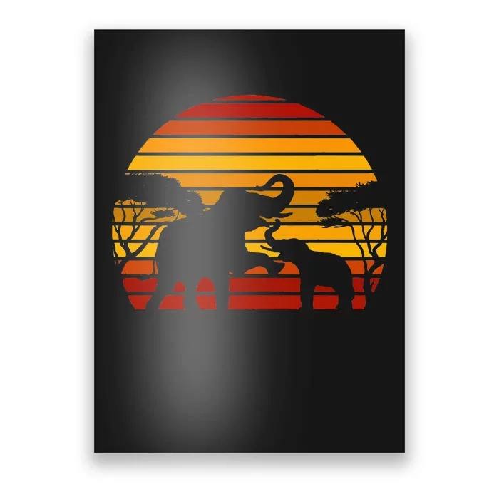 Retro Africa Animal Zoo Keeper Gift Safari Sunset Elephant Poster