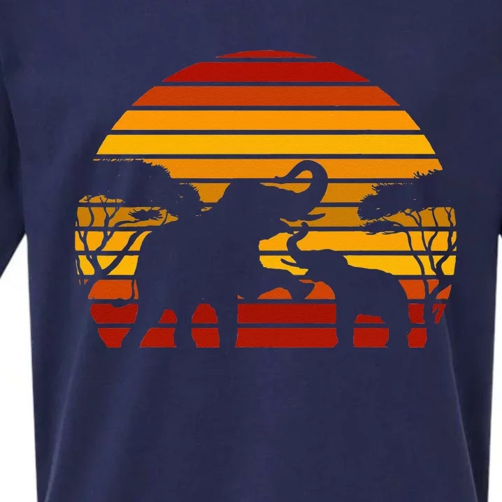 Retro Africa Animal Zoo Keeper Gift Safari Sunset Elephant Sueded Cloud Jersey T-Shirt