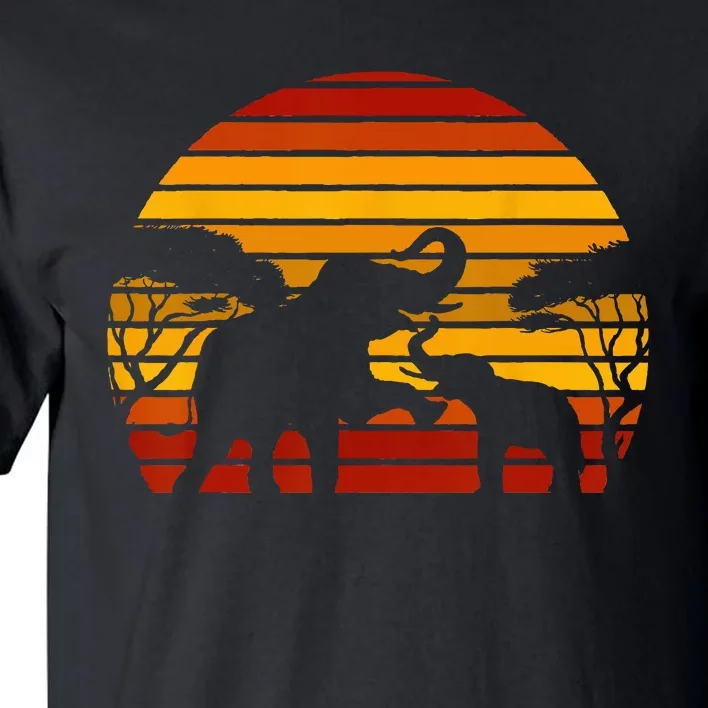 Retro Africa Animal Zoo Keeper Gift Safari Sunset Elephant Tall T-Shirt