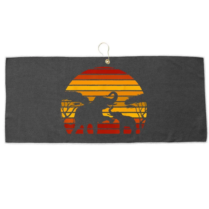 Retro Africa Animal Zoo Keeper Gift Safari Sunset Elephant Large Microfiber Waffle Golf Towel