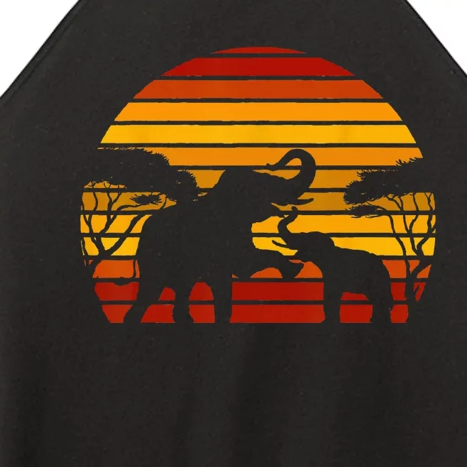 Retro Africa Animal Zoo Keeper Gift Safari Sunset Elephant Women’s Perfect Tri Rocker Tank