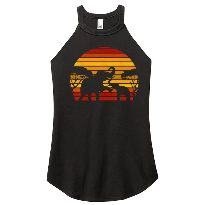 Retro Africa Animal Zoo Keeper Gift Safari Sunset Elephant Women’s Perfect Tri Rocker Tank