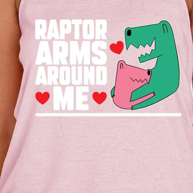 Raptor Arms Around Me Funny Valentines Day Dinosaur Joke Meaningful Gift Women's Knotted Racerback Tank