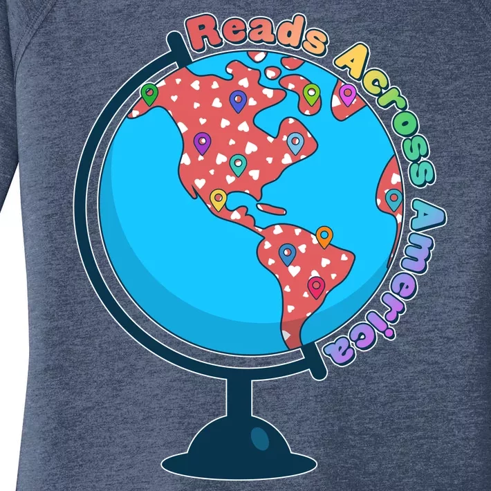 Reads Across America World Globe Book Lover Women's Perfect Tri Tunic Long Sleeve Shirt