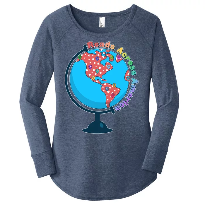 Reads Across America World Globe Book Lover Women's Perfect Tri Tunic Long Sleeve Shirt