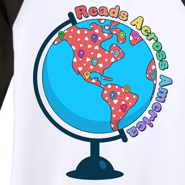 Reads Across America World Globe Book Lover Women's Tri-Blend 3/4-Sleeve Raglan Shirt